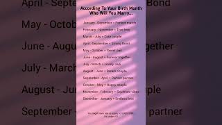 According to Your Birth Month – Who Will You Marry? 😍💍 Perfect Match Inside!
