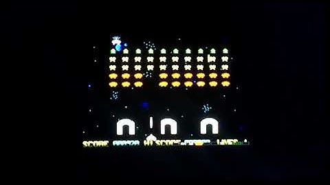 Space Invaders for the Commodore Amiga - running via RetroBoot on a PlayStation Classic.