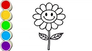 How to draw easy rainbow flower drawing//very easy and beautiful drawing//step by step 