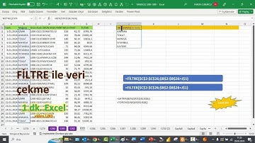Excel 1 Dakika - FİLTRE ile veri çekme
