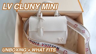 LOUIS VUITTON CLUNNY MINI UNBOXING  FIRST IMPRESSION & WHAT FITS 