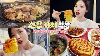 SUB)한강에서 삼겹살 라면 야외먹방!(ft.쏘맥🍺)차돌&짜파게티 먹고 2000냥하우스까지 브이로그 Outdoor Mukbang Vlog