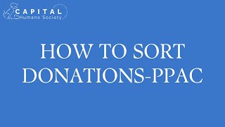 How to sort donations @ PPAC