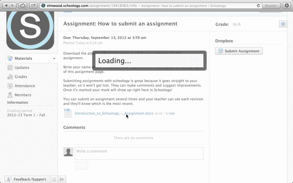 how to see when an assignment was submitted in schoology