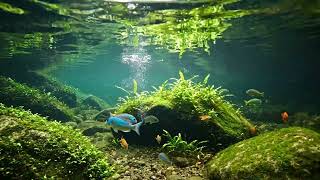 Tranquil Water World Beneath a Waterfall