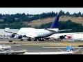 Lufthansa Boeing 747-8i take off Boeing Field //HD//