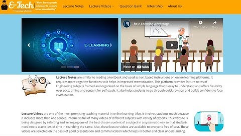 E Tech website demo | e learning website | Engineering | Lecture video