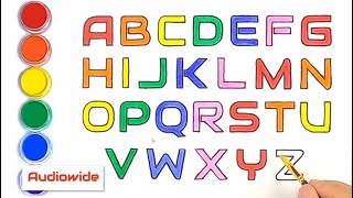 AtoZ #Audiowide How to draw abc, alphabet(ABCDEFGHIJKLMNOPQRSTUVWXYZ) A-Z,  phonics song abc drawing