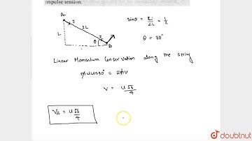 Two particles `A` and `B` of equal mass `m` are attached by a string of length `2l`