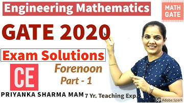 GATE 2020 EXAM SOLUTION I Engineering Mathematics I CE - 2020 I Civil l Engg. I