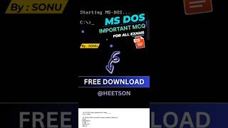 MS DOS Questions and Answers (Microsoft disk operating system important MCQ PDF Free Download)