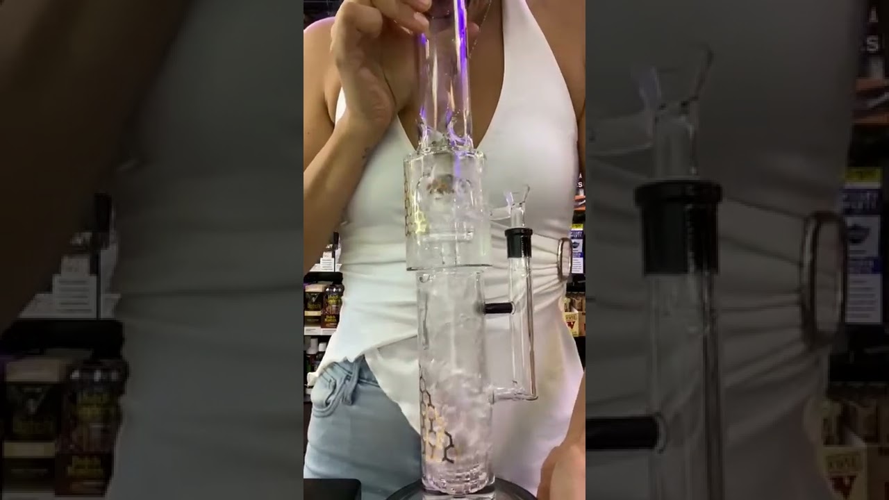 Diamond Glass Double Grid Percolator Waterpipe Bong