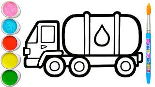 Drawing, Painting, Coloring Water Tanker for Kids & Toddlers | How to Draw, Paint Basics #233