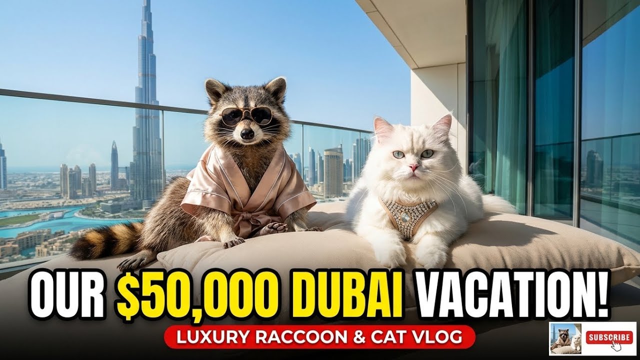 Raccoon & Rich Cat Take Over Dubai: Private Jet Luxury