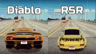 NFS Heat: Lamborghini Diablo SV vs Porsche 911 Carrera RSR - Drag Race