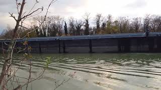 3919 TONS HEAVY ,135 metters long  platform boat on Canal du Rhin Mulhouse,France