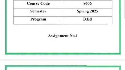 Aiou B.Ed code 8606 ASSIGNMENT Solution | 29 July 2025