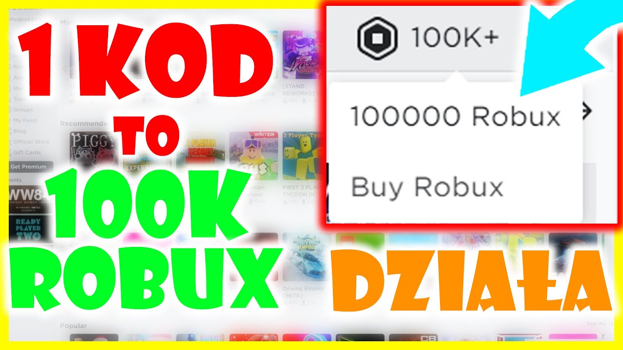 Kod Ktory Daje 100 000 Robux Za Darmo Darmowe Robuxy Dziala W 2020 Youtube - kody na robuxy