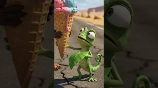 Melting Ice Cream Crisis in the Desert #3danimation #pixarstyle #fennecfox #vulture #lizard