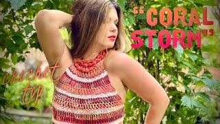 картинка: Шикарный топ крючком «Коралловый шторм» МАСТЕР-КЛАСС 🌊🌊🌊 How to crochet summer top