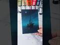 Night Sky Seascape Acrylic Painting On 5x7 Canvas Board 