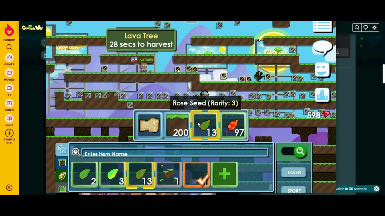 Tutorial cara membuat Rose Seed growtopia Grass Seed + Lava Seed