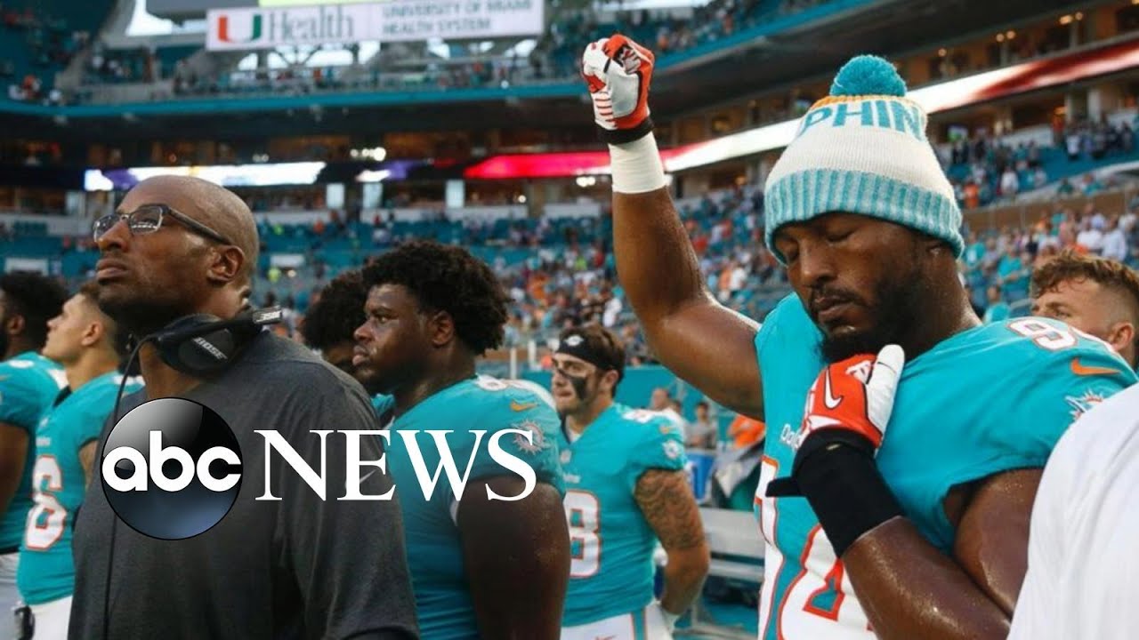 Nfl Players Take A Knee Raise Fists During National Anthem