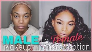 Male to Female - MAKEUP TRANSFORMATION || How TO SLAY A LACE FONTAL