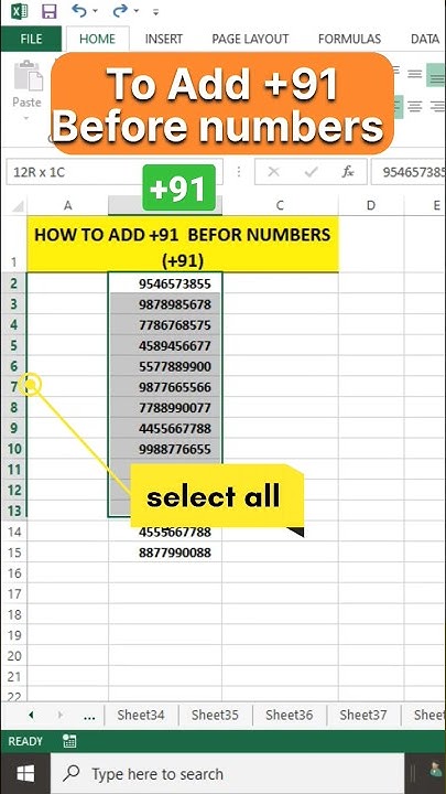 To add+91 before numbers #shorts #excel #exceltips #exceltutorial # - Show How To Make 10 To Add 8+6