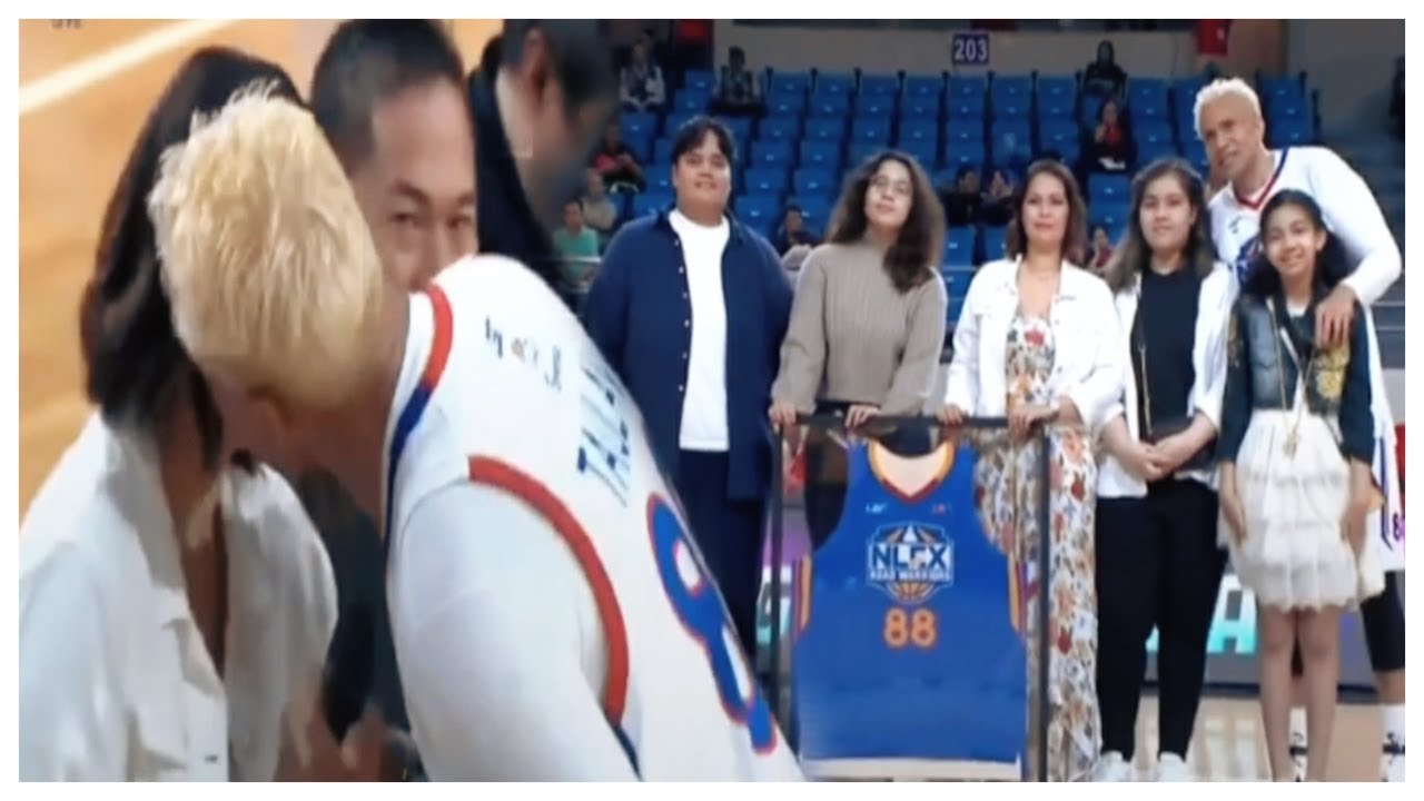 "The Rock" Asi Taulava THANKS EVERYONE & KISS HIS WIFE on PBA's NLEX Jersey Retirement