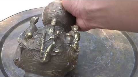 đồ cổ - hồ lô bát tiên cầu tài bằng đồng