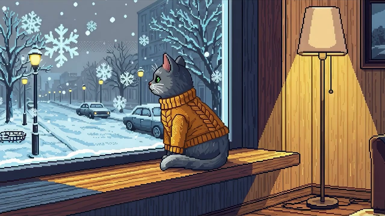 Watching the Snow Go By 🪟 Calm Lo-Fi Cat Ambience (2 Hours)