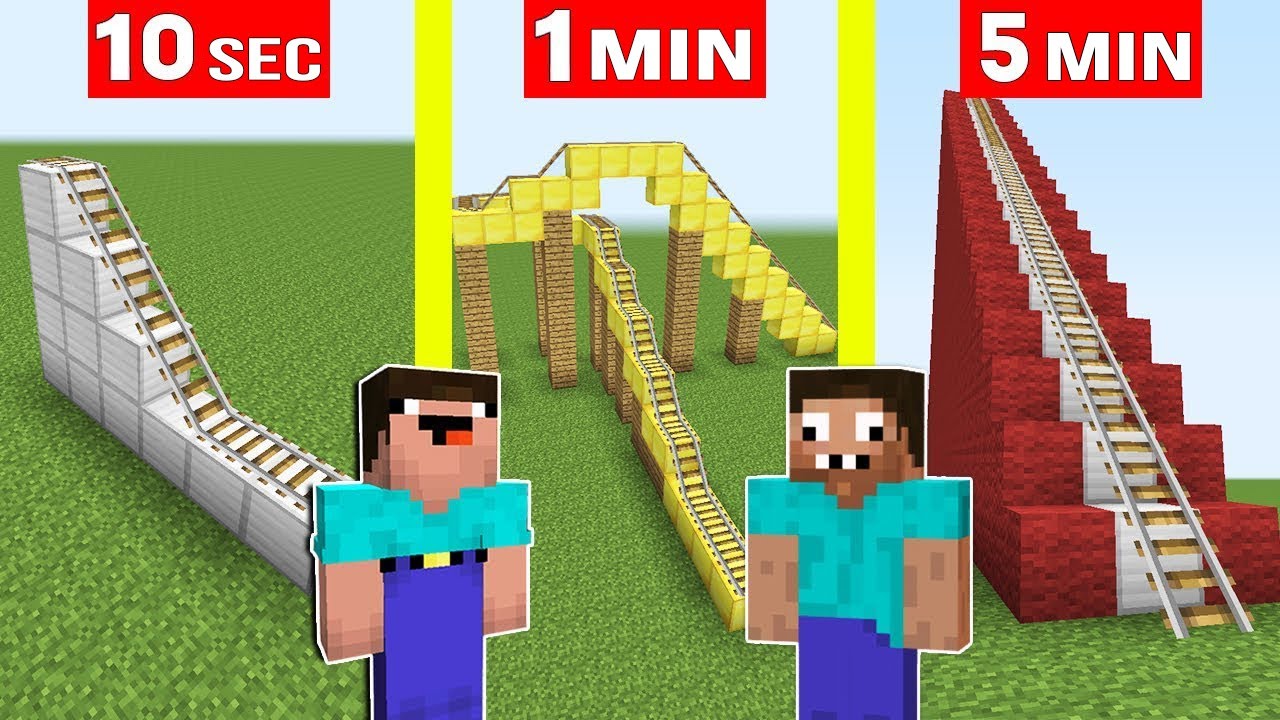 NOOB vs PRO: ROLLER COASTER BUILD CHALLENGE Minecraft Like Maizen Mikey And JJ