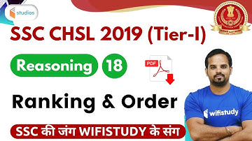 4:00 PM - SSC CHSL 2019 (Tier-I) | Reasoning by Sachin Modi Sir | Ranking and Order
