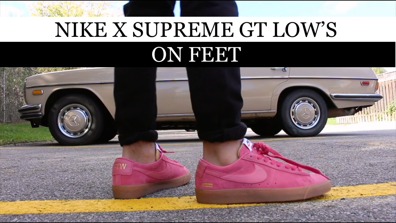 Supreme x SB Blazer GT Low On Feet - YouTube