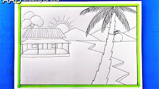 #3 minute Drawing Scenery || (Winter Morning ) Short time drawing
