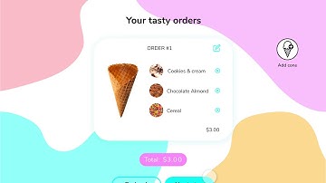 Ice cream ordering app interface