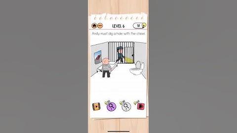 Brain Test 2 Prison Escape Level 6 Andy must dig a hole with the chisel