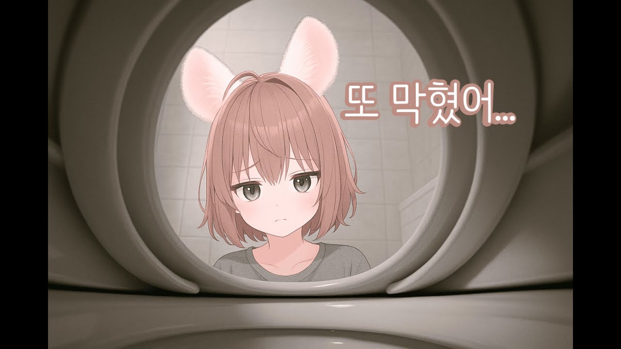누리가 또 변기를 막았어요!