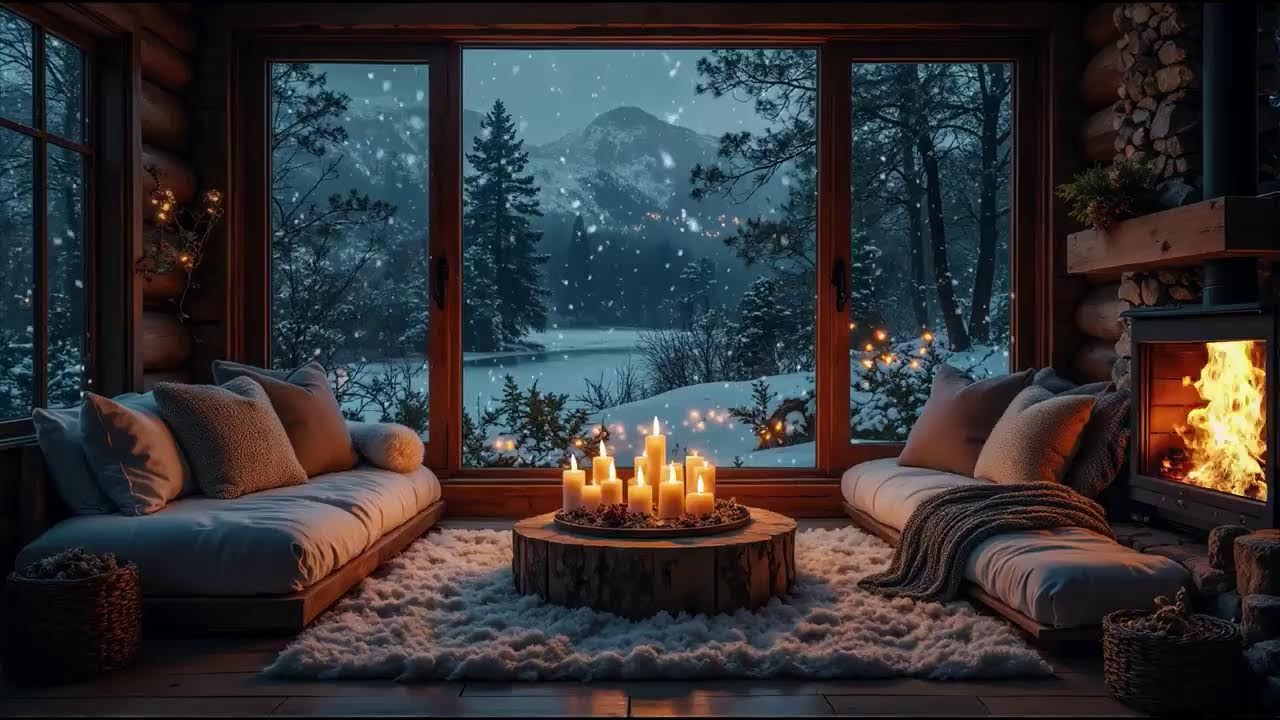 Warm Fireplace Ambience🔥 with Soft Relaxing Piano Music | Peaceful Night, Meditation & Study