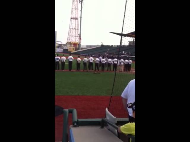 National Anthem at the cyclones game (NYPD vs Hatzloah)