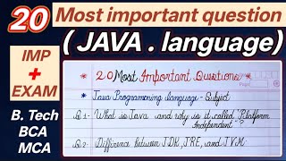 Java Programming Top 20 Important Questions | Exam Preparation 2026