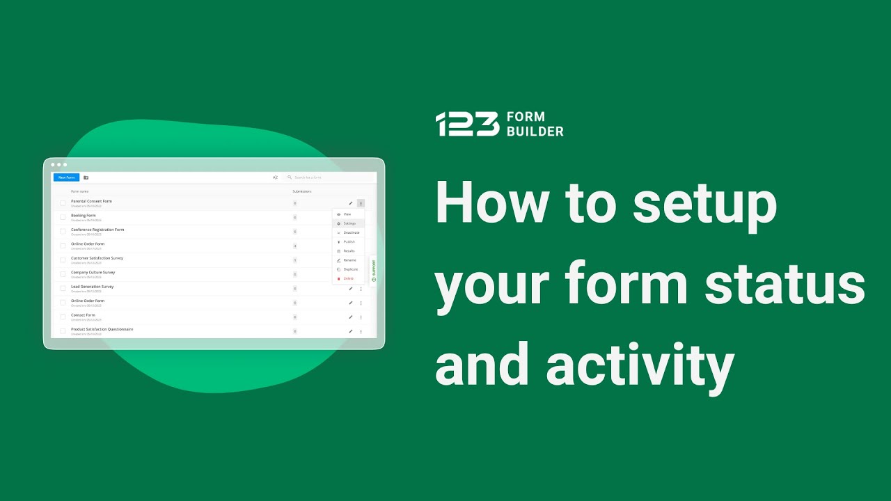 How to setup your form status and see its activity | 123FormBuilder