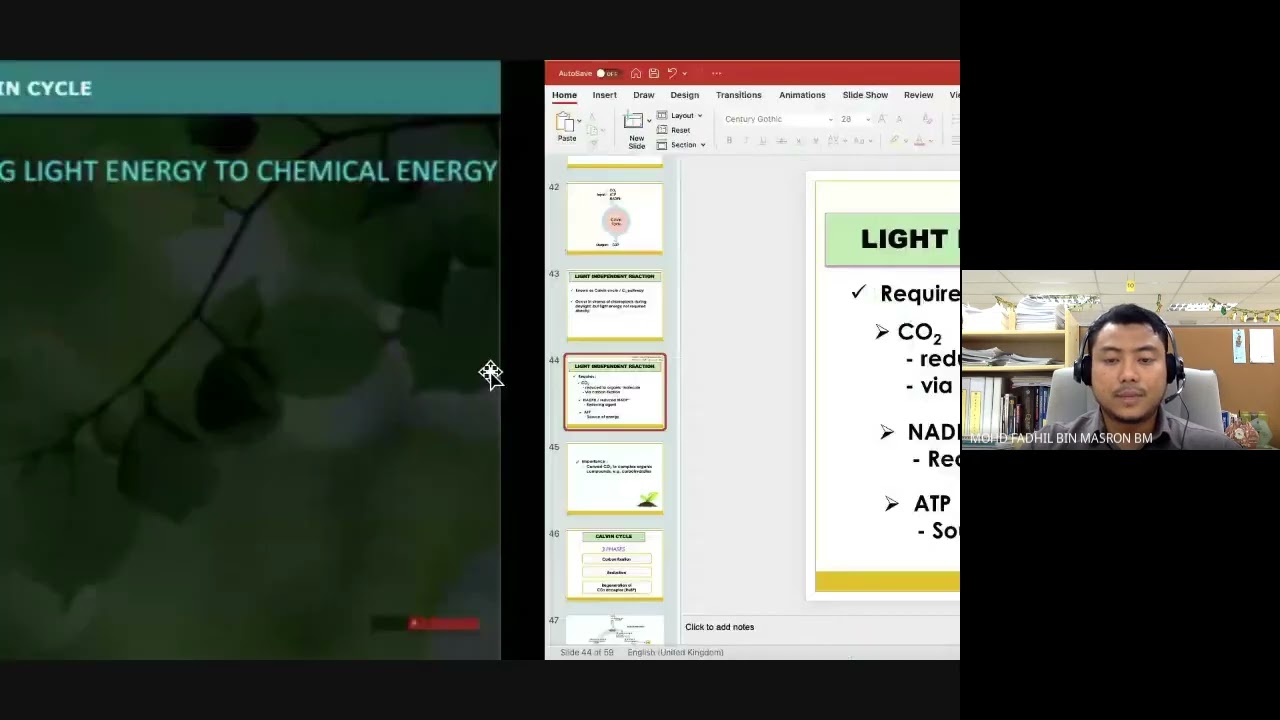 PHOTOSYNTHESIS [BIO4YOU] CHAPTER 6.3 BIOLOGY MATRIKULASI