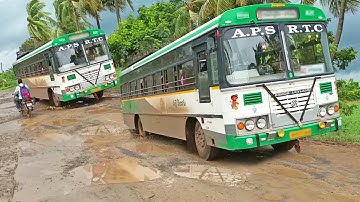 Bus video | APSRTC Pallevelugu Bus driver Driving in Pothole Roads