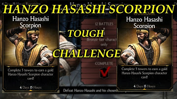 MKX Mobile 1.17. Hanzo Hasashi Scorpion Challenge Review Normal + Hard Gameplay. Tower Requirements