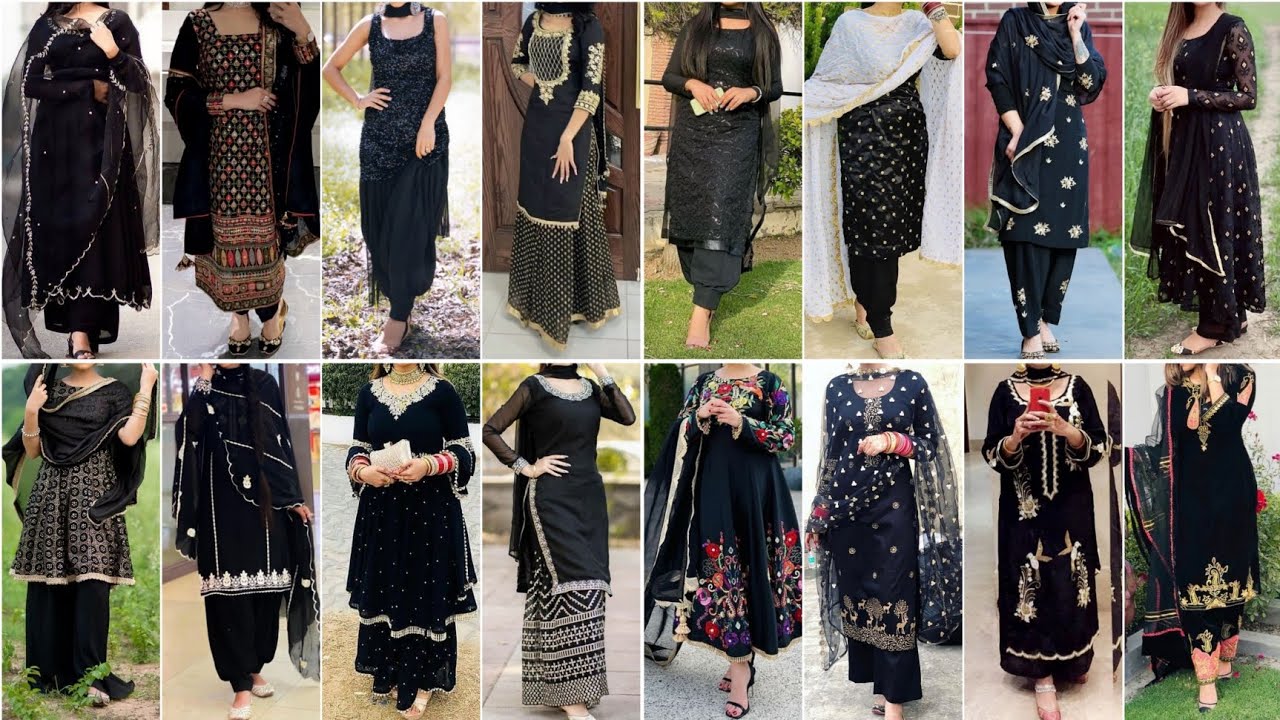 Black Embroidered Art Silk Punjabi Suit Salwar Kameez 2021SL01