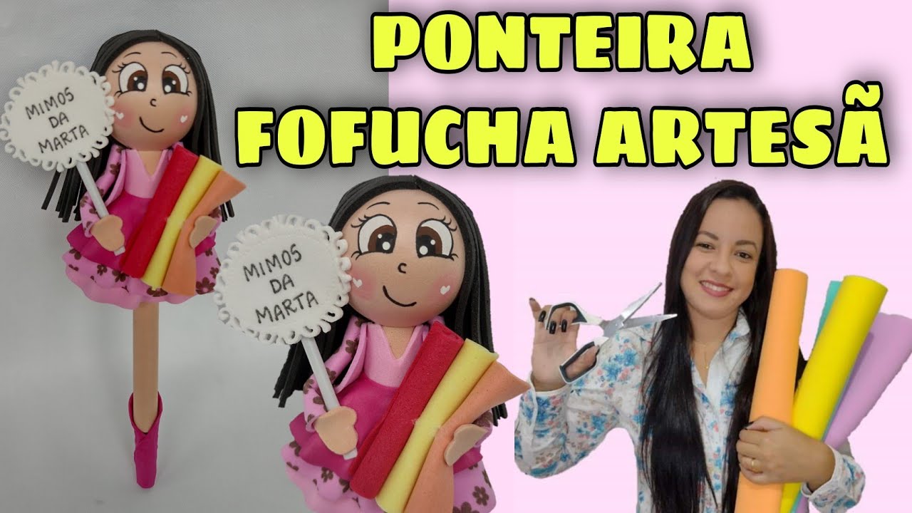 Como fazer caneta fofucha artesã decorada com Eva |Ponteira de Eva