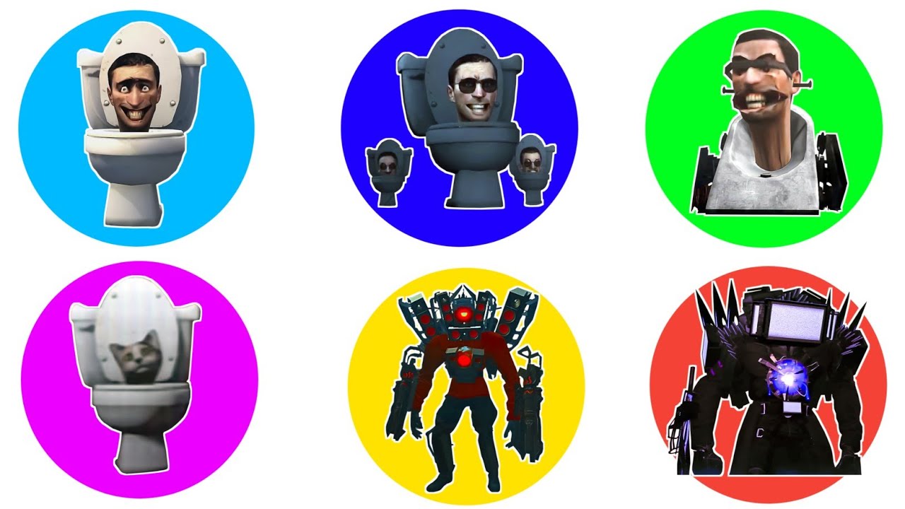 Spin Wheel Skibidi Toilet, Vacuum Toilet, Cat Toilet, Speakerman, Upgrade Tv Man 4.0