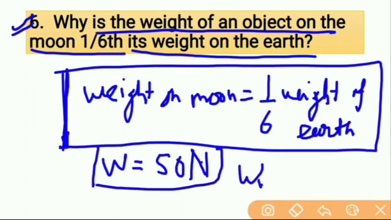 2. Why is the weight of an object on the moon 1/6th its weight on the